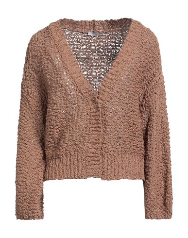 Peserico Woman Cardigan Camel Size 8 Cotton In Beige