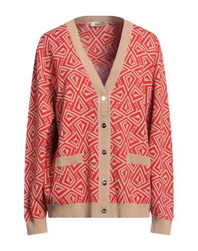 Herno Woman Cardigan Red Size 12 Cotton, Viscose, Polyester