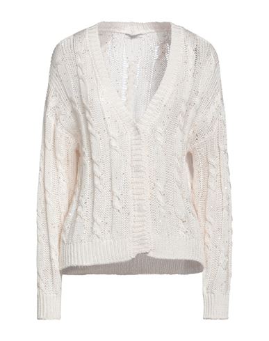 Peserico Woman Cardigan Ivory Size 10 Cotton, Polyester In White