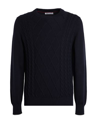 Brunello Cucinelli Man Sweater Midnight Blue Size 46 Cotton