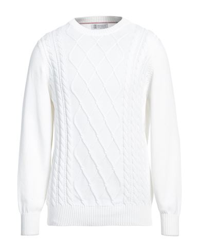 Brunello Cucinelli Man Sweater Ivory Size 42 Cotton In White