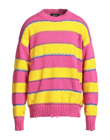 Dsquared2 Man Sweater Fuchsia Size M Cotton, Acrylic, Polyamide, Mohair Wool