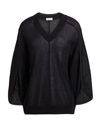 Brunello Cucinelli Woman Sweater Black Size M Cotton, Brass