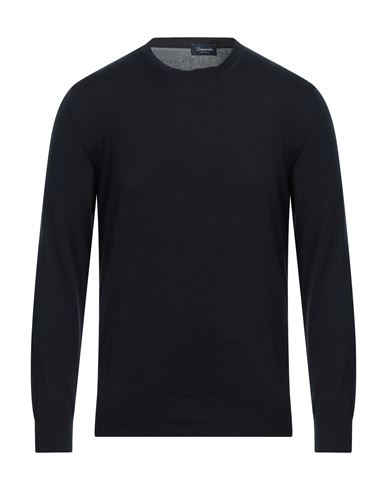 Drumohr Man Sweater Midnight Blue Size 40 Silk