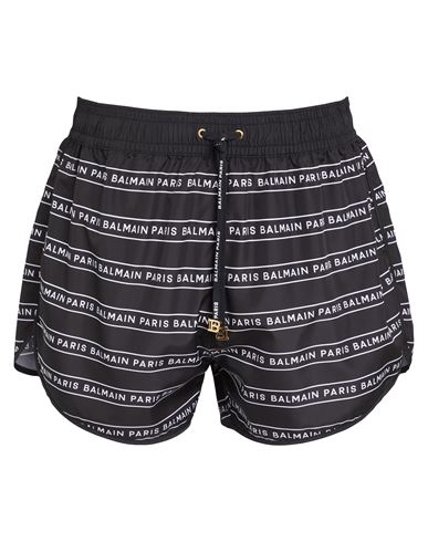Balmain Man Beach Shorts And Pants Black Size L Polyester