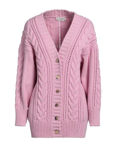 Alexander Mcqueen Woman Cardigan Pink Size Xs Wool, Polyamide