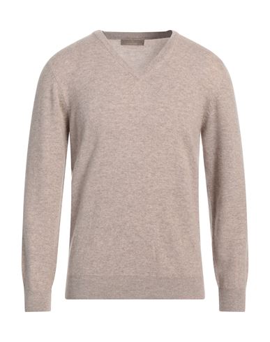 Shop Cruciani Man Sweater Light Brown Size 48 Cashmere In Beige