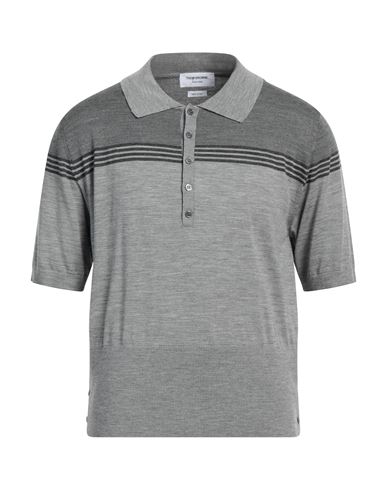 Thom Browne Man Sweater Grey Size 5 Wool, Polyamide