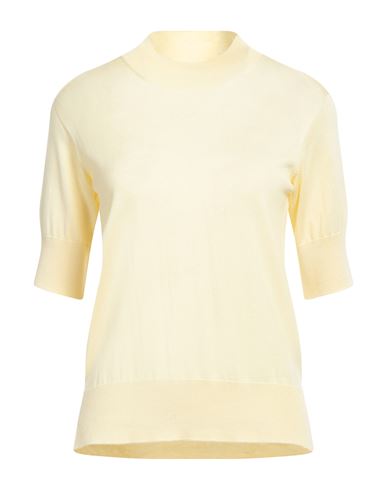 Jil Sander Woman Turtleneck Yellow Size 6 Cashmere, Virgin Wool, Silk