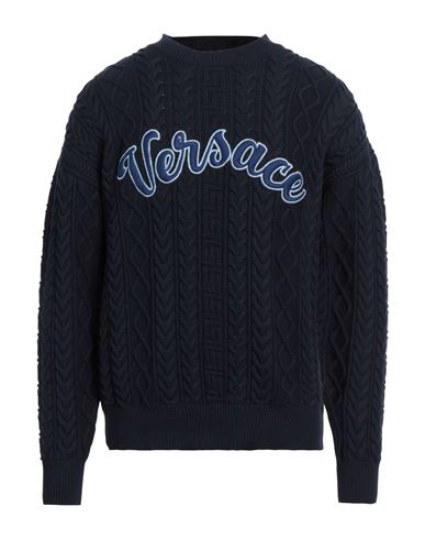 Versace Man Sweater Midnight Blue Size 38 Cotton, Polyester, Acrylic, Wool