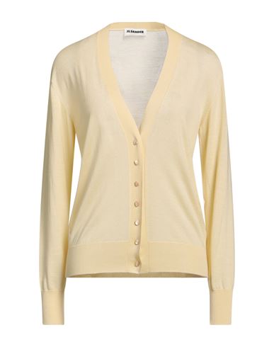 Jil Sander Woman Cardigan Light Yellow Size 6 Cashmere, Virgin Wool, Silk