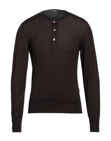 Shop Tom Ford Man Sweater Dark Brown Size 46 Cashmere, Silk, Cotton