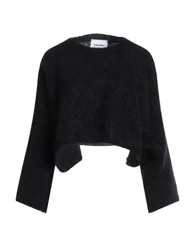 Brand Unique Woman Sweater Black Size 2 Mohair Wool, Polyamide, Elastane