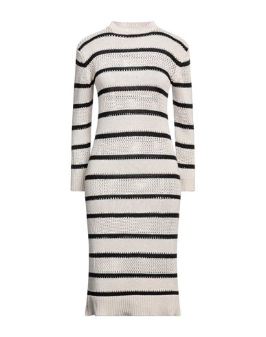 Shop Brand Unique Woman Midi Dress Beige Size 2 Acrylic, Cotton, Viscose, Wool