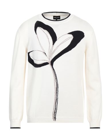 Shop Giorgio Armani Man Sweater Ivory Size 46 Cotton, Cashmere In White