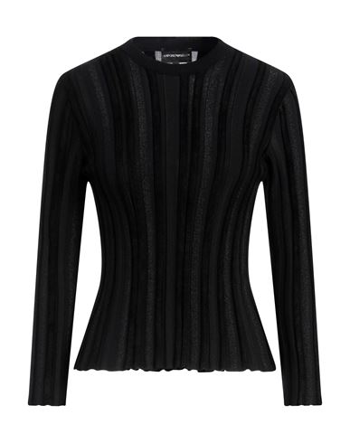 Emporio Armani Woman Sweater Black Size L Viscose, Polyamide, Polyester, Elastane, Metallic Fiber