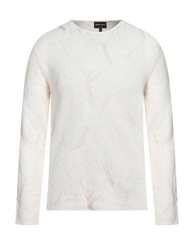 Giorgio Armani Man Sweater Ivory Size 44 Cotton, Viscose, Cashmere In White