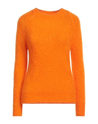 Brand Unique Woman Sweater Orange Size 2 Mohair Wool, Polyamide, Elastane