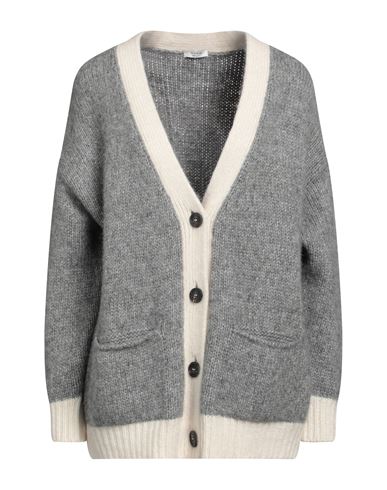 Shop Peserico Woman Cardigan Grey Size 6 Alpaca Wool, Polyester, Polyamide, Merino Wool, Virgin Wool