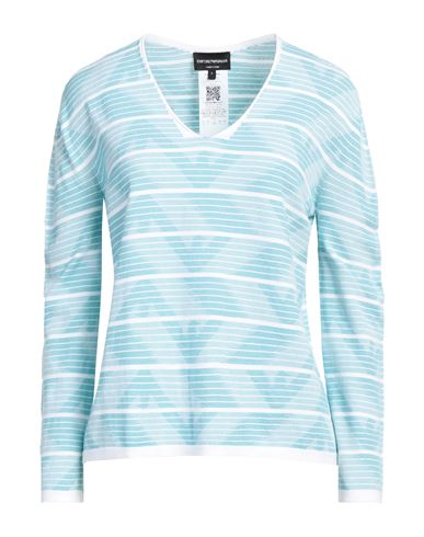 Emporio Armani Woman Sweater Turquoise Size L Viscose, Polyester In Blue