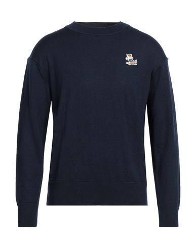 Shop Maison Kitsuné Man Sweater Navy Blue Size L Wool