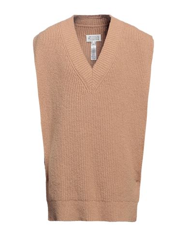 Shop Maison Margiela Man Sweater Camel Size L Wool, Cashmere, Polyamide In Beige