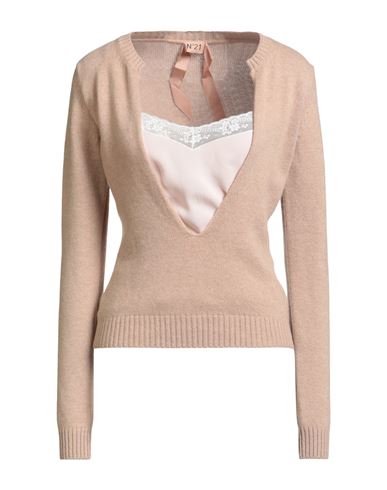 N°21 Woman Sweater Beige Size 4 Virgin Wool, Cashmere, Acetate, Silk, Cotton In Sand