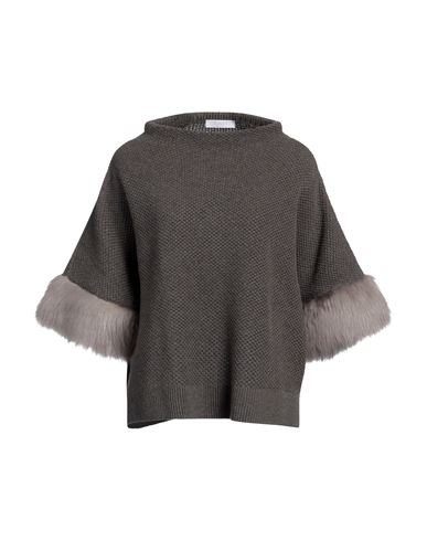 Shop Tonet Woman Sweater Lead Size 12 Merino Wool, Cashmere, Silk, Shearling In Grey