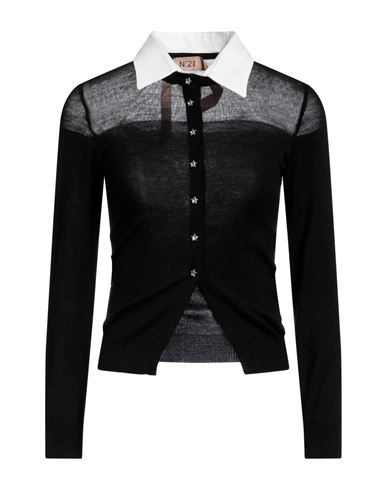 Shop N°21 Woman Cardigan Black Size 4 Wool, Silk, Cashmere, Acetate, Viscose
