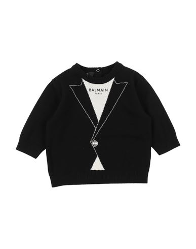 Shop Balmain Newborn Boy Sweater Black Size 3 Virgin Wool, Silk