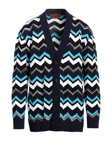 Shop Missoni Man Cardigan Midnight Blue Size 42 Cotton, Viscose, Polyamide