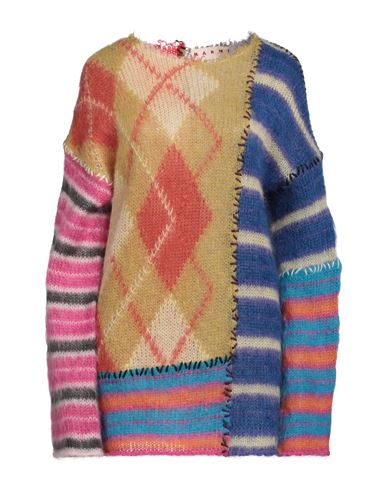 Marni Patchwork Brushed Jacquard-knit Mohair-blend Sweater In Beige
