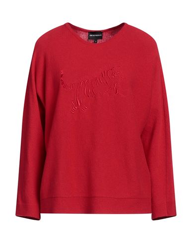 Emporio Armani Woman Sweater Red Size S Virgin Wool, Cashmere