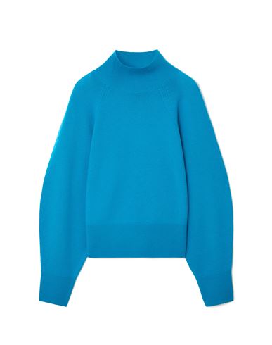 Shop Cos E Fawn Merino Top Reg (aj) Woman Turtleneck Turquoise Size L Wool In Blue