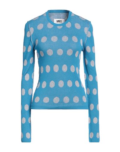 Mm6 Maison Margiela Woman Sweater Azure Size L Cotton In Blue