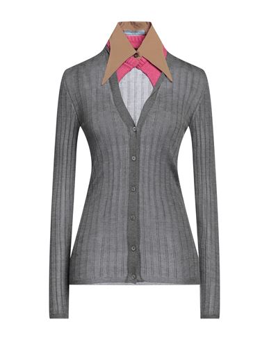 Prada Cashmere And Silk Cardigan With Collar In Grey