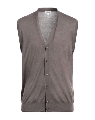 Shop Brioni Man Cardigan Lead Size 44 Wool, Cashmere, Silk In Grey