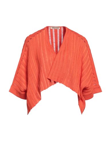 Gentryportofino Woman Cardigan Orange Size 6 Cotton