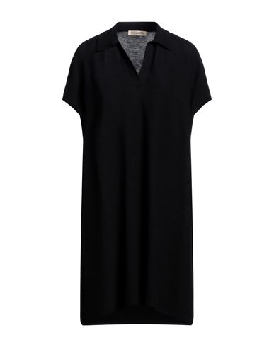 Gentryportofino Woman Mini Dress Midnight Blue Size 12 Cotton, Cashmere In Black