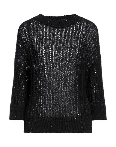 Gentryportofino Woman Sweater Black Size 8 Cotton, Polyester