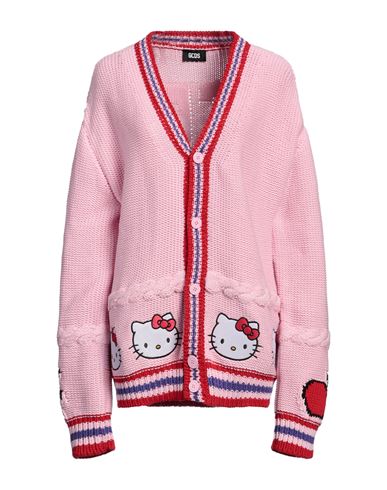 Shop Gcds Woman Cardigan Pink Size Xl Cotton, Polyamide