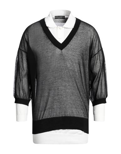 Dolce & Gabbana Man Sweater Black Size Xl Cotton, Polyester