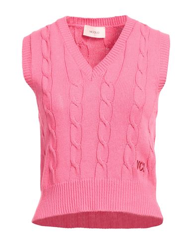 Shop Vicolo Woman Sweater Fuchsia Size Onesize Cotton, Acrylic In Pink