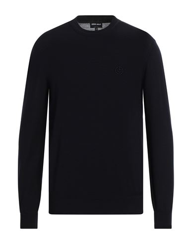 Shop Giorgio Armani Man Sweater Midnight Blue Size 46 Virgin Wool