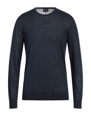 Shop Giorgio Armani Man Sweater Navy Blue Size 42 Silk, Cashmere, Linen