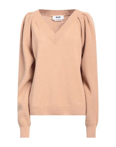 Shop Msgm Woman Sweater Sand Size S Wool, Cashmere In Beige