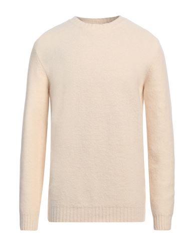 Shop Alpha Studio Man Sweater Cream Size 44 Metallic Fiber, Polyamide, Cashmere, Elastane In White