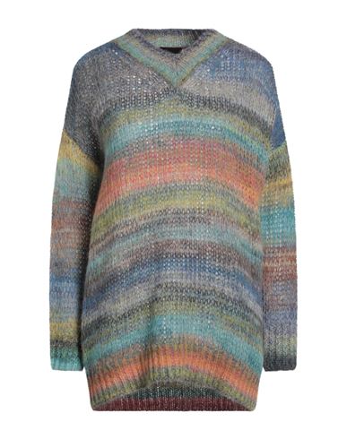 Ermanno Di Ermanno Scervino Woman Sweater Blue Size 4 Mohair Wool, Alpaca Wool, Polyamide