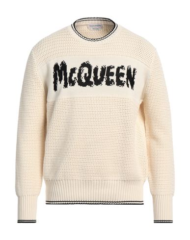 Shop Alexander Mcqueen Man Sweater Ivory Size L Cotton In White