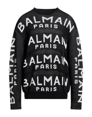 Balmain Man Sweater Black Size L Cotton, Polyamide, Elastane